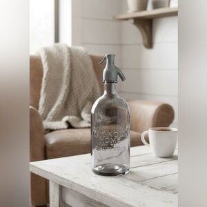Magnolia Home Gray Glass Soda Bottle Decorative Accent